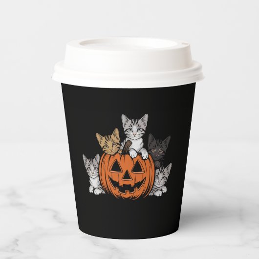 Retro kat Halloween uit de jaren 90 Griezelseizoen Papieren Bekers (Voorkant)
