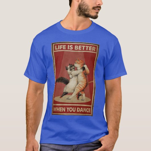 Retro Kat Het Leven Is Beter Als Je Danst meisje T-shirt (Voorkant)