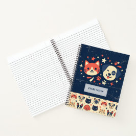 Retro kat & hond duo notitieboek