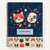 Retro kat & hond duo notitieboek (Voorkant)