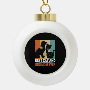 Retro Kat Hond Mama Kat Mama Furmama Puppy Kat Mot Keramische Bal Ornament