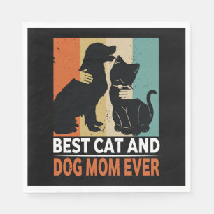 Retro Kat Hond Mama Kat Mama Furmama Puppy Kat Mot Servet