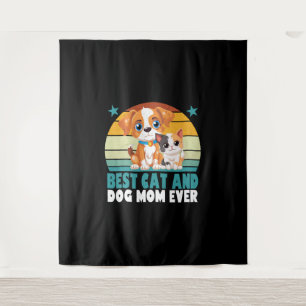 Retro Kat Hond Mama Kat Mama Furmama Puppy Kat Mot Wandkleed