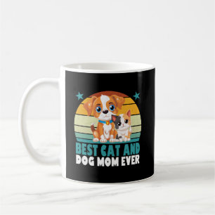 Retro kat hond moeder kat mama Furmama puppy kitty Koffiemok