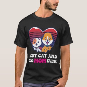 Retro Kat Hond Moeder Kat Mama Furmama Puppy T-Shi T-shirt