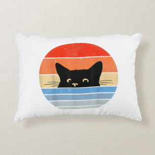 Retro kat, kattenliefhebber, katteneigenaar, Cute Accent Kussen