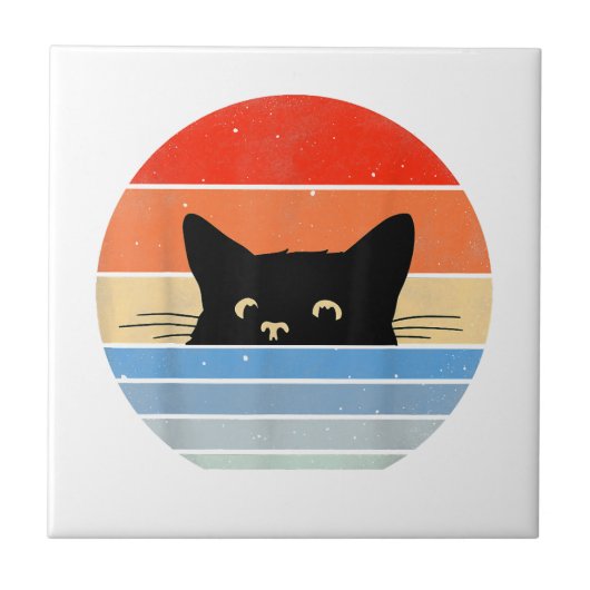 Retro kat, kattenliefhebber, katteneigenaar, Schat Tegeltje (Voorkant)
