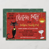 Retro Kat Kerstmis Cocktail Party Uitnodiging (Voorkant / Achterkant)