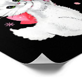 Retro kat kitten speelt met roze kerst ornamen poster (Hoek)