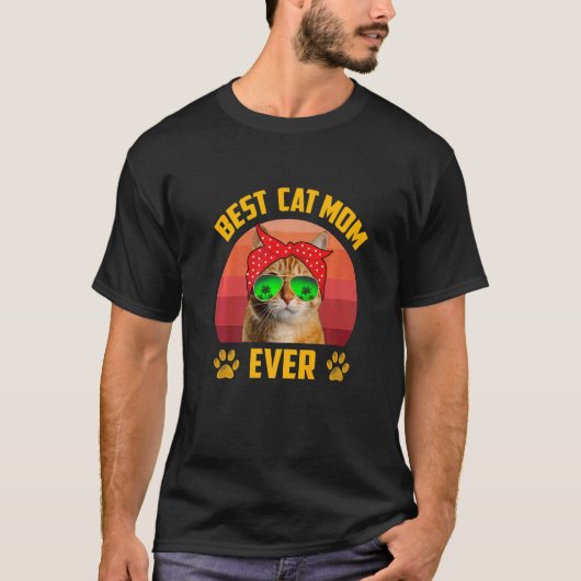 Retro kat mam Moederdag Beste kat mam E T-shirt (Voorkant)