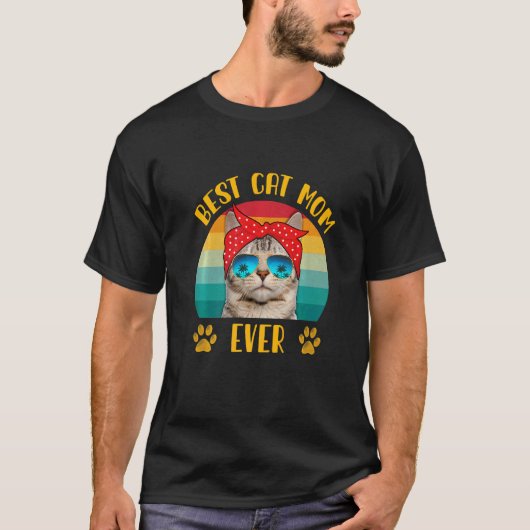 Retro  kat mam Moederdag Beste kat mam E T-shirt (Voorkant)