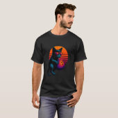 Retro kat met bowlingbal bowlingspeler t-shirt (Voorkant volledig)