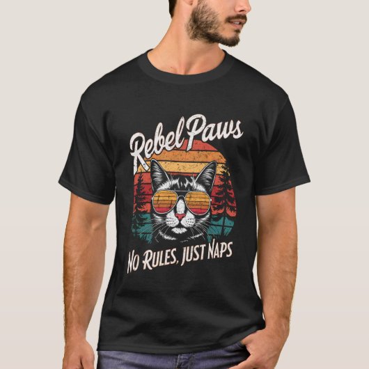 Retro kat met zonnebril grappig t-shirt (Voorkant)
