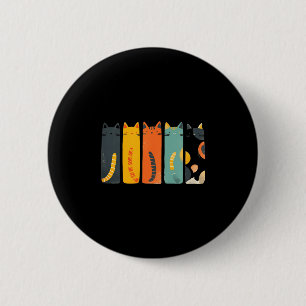 Retro kat mid-century modern ingeprinte katten 50s ronde button 5,7 cm