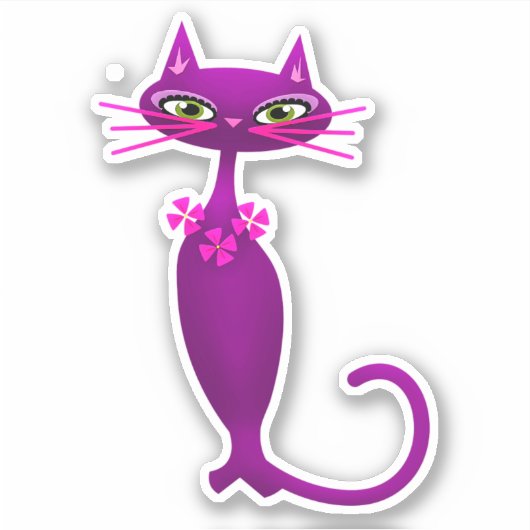 Retro kat midden eeuw schattige meisjes sticker (Voorkant)