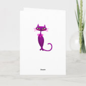 Retro kat midden eeuw schattige paarse roze kaart (Achterkant)