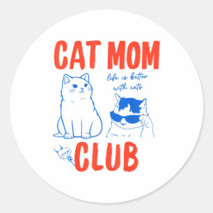 Retro Kat Moeder Club Grappige Kat Meme Mama Oma M Ronde Sticker