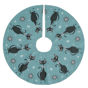 Retro-Kat op Cadet Blue Kerstboom Rok