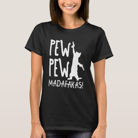 Retro Kat Pew Pew Madafakas Gekke Kitten Katten T-shirt (Voorkant)