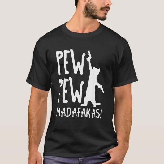 Retro Kat Pew Pew Madafakas Gekke Kitten Katten T-shirt (Voorkant)