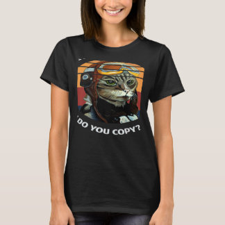 Retro kat piloot MEOW kat eigenaar bont ouder huis T-shirt