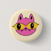 Retro Kat Ronde Button 3,2 Cm (Voorkant)