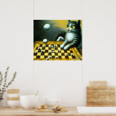 RETRO KAT SPEELT SCHAAK | WHIMSICHE DECORATIE (Keuken)