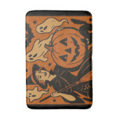 /retro kat, spook, pompoen & heks badmat (Voorkant Verticaal)