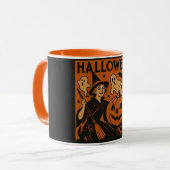 /retro kat, spook, pompoen & heks mok (Voorkant links)