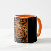 /retro kat, spook, pompoen & heks mok (Voorkant rechts)