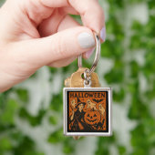 /retro kat, spook, pompoen & heks sleutelhanger (Hand)