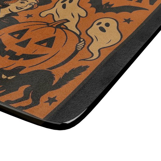 /retro kat, spook, pompoen & heks snijplank (Hoek)