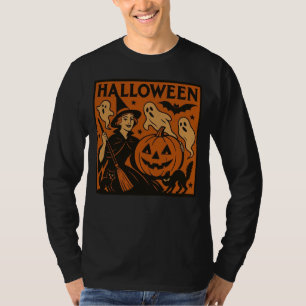 /retro kat, spook, pompoen & heks t-shirt