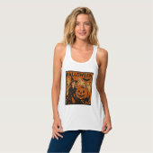 /retro kat, spook, pompoen & heks tanktop (Volledige Voorkant)