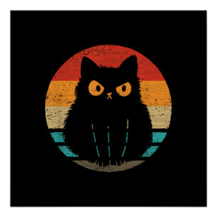 Retro kat stijl vintage T-shirt voor mannen vrouwe Perfect Poster