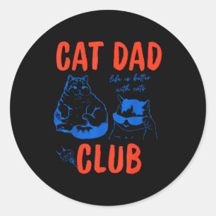 Retro Kat Vader Club Leven Is Beter Met Katten Gra Ronde Sticker