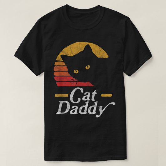 Retro Kat Vader Zwart Kat Design T-shirt (Design voorkant)