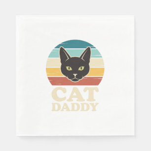 Retro Kat Vader Zwarte Kat Retro Zonsondergang Shi Servet