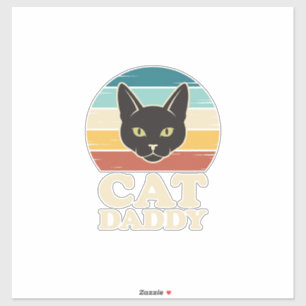 Retro Kat Vader Zwarte Kat Retro Zonsondergang Shi Sticker