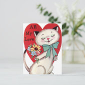 Retro kat Valentijn Vakantie briefkaart (Staand voorkant)