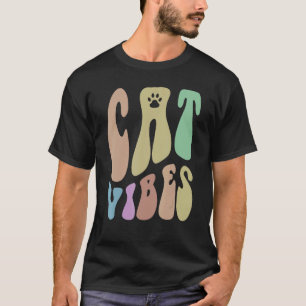 Retro KAT VIBES poten Humor Huisdier Liefhebbende  T-shirt