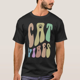 Retro KAT VIBES poten Humor Huisdier Liefhebbende T-shirt