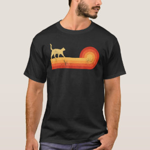 Retro kat vintage jaren 60 70 zonsondergang poesje t-shirt