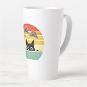 Retro kat & vlinders illustratie latte mok (Rechterhoek)
