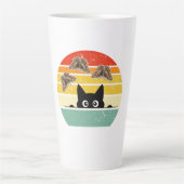 Retro kat & vlinders illustratie latte mok (Voorkant)