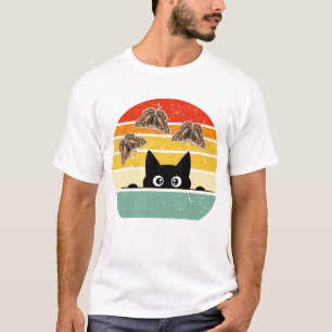 Retro kat & vlinders illustratie t-shirt