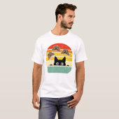 Retro kat & vlinders illustratie t-shirt (Voorkant volledig)