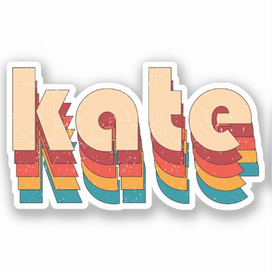 Retro Kate naam Sticker (Voorkant)