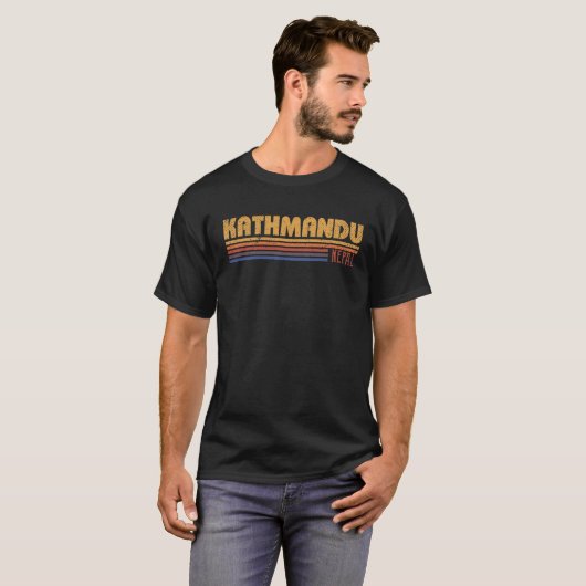 Retro Kathmandu Nepal T-shirt (Voorkant volledig)