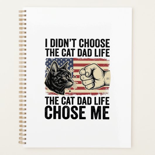 Retro Katte Papa Leven Patriottisch Vector T-shirt Planner (Voorkant)